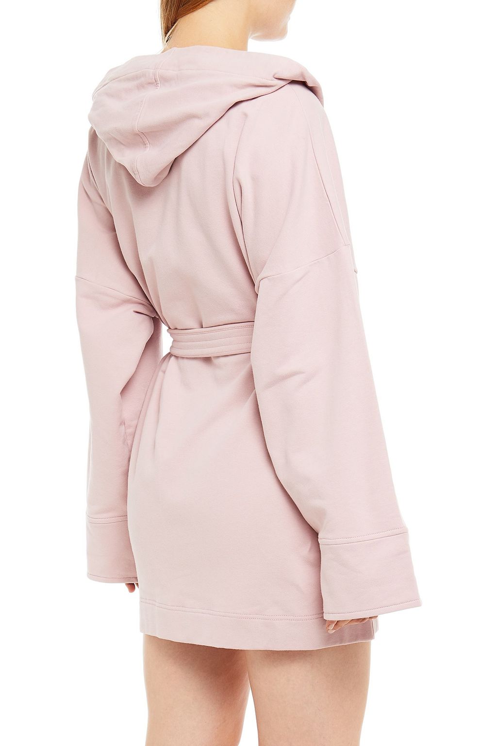 NINETY PERCENT Belted organic cotton-fleece hooded robe