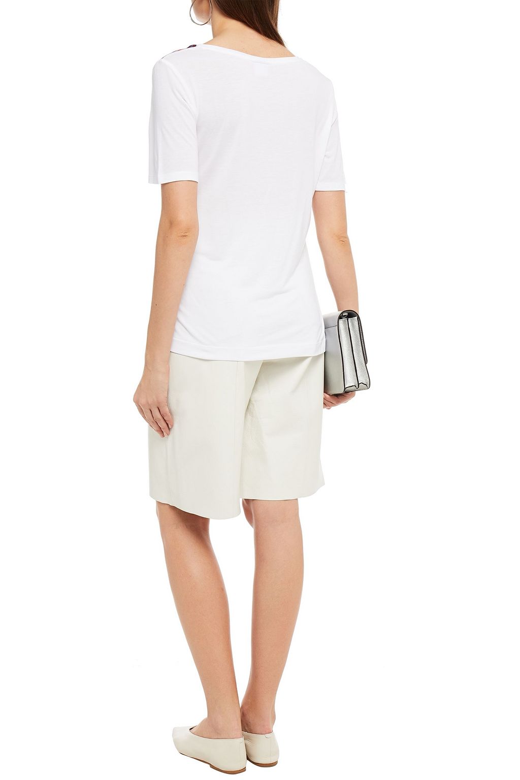 PS PAUL SMITH Paneled printed silk crepe de chine and modal-jersey T-shirt
