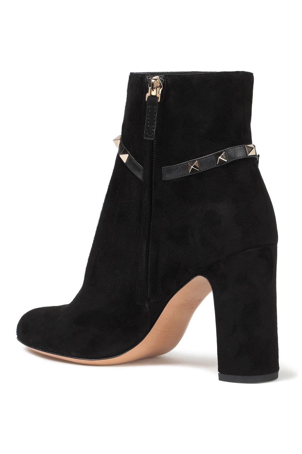 VALENTINO GARAVANI Rockstud leather-trimmed suede ankle boots