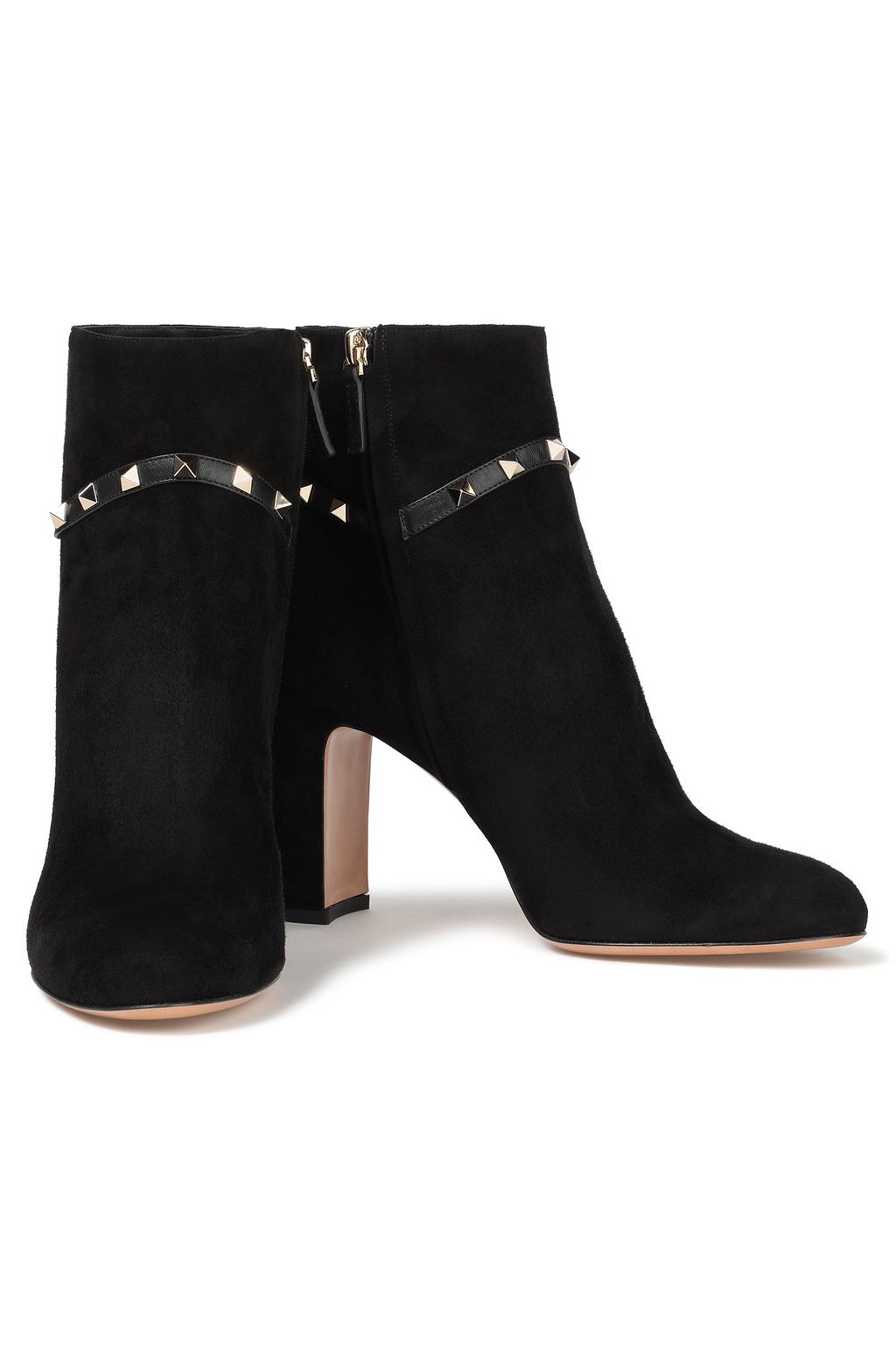 VALENTINO GARAVANI Rockstud leather-trimmed suede ankle boots