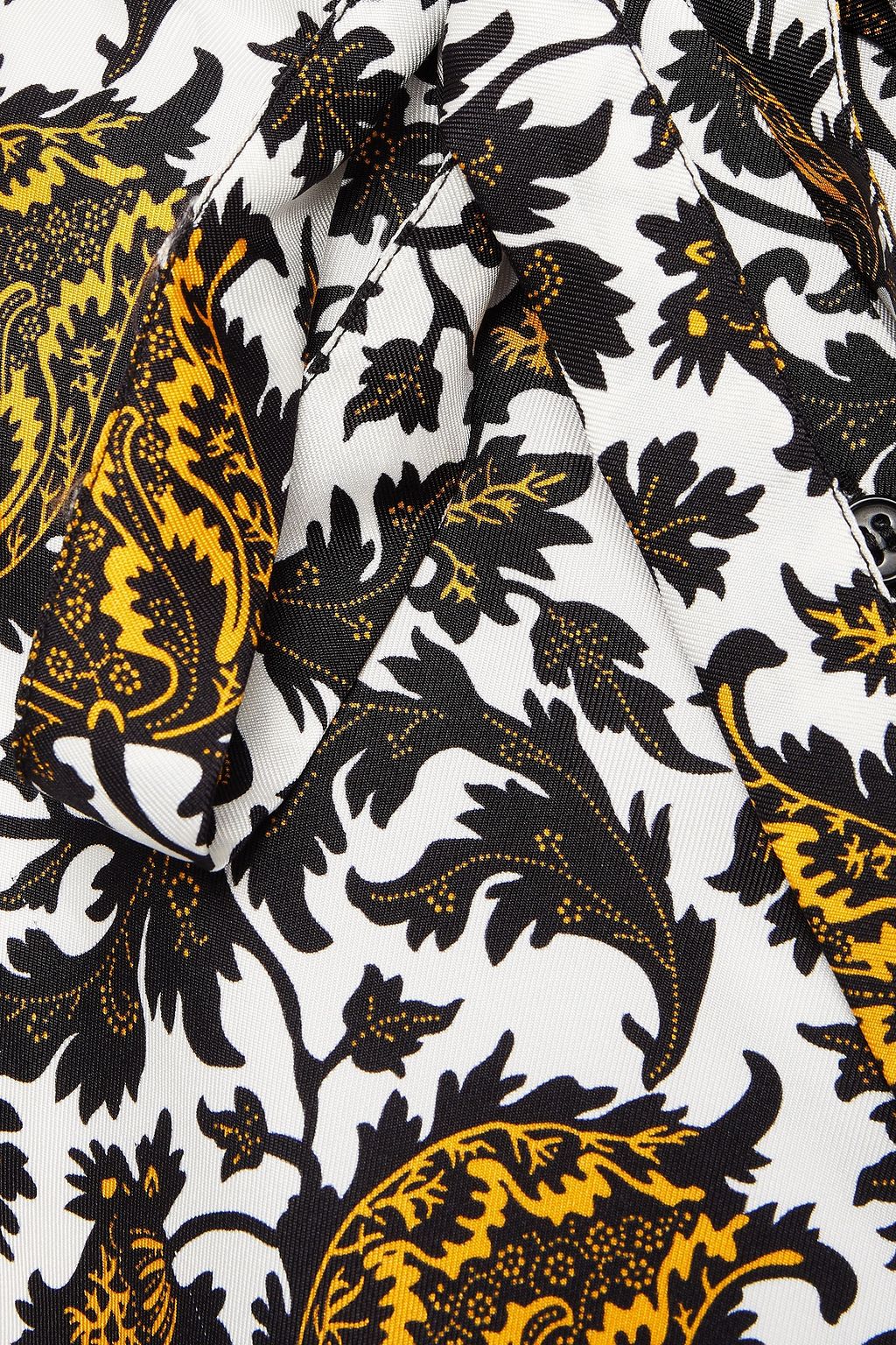 SANDRO Dams pussy-bow printed silk-twill shirt
