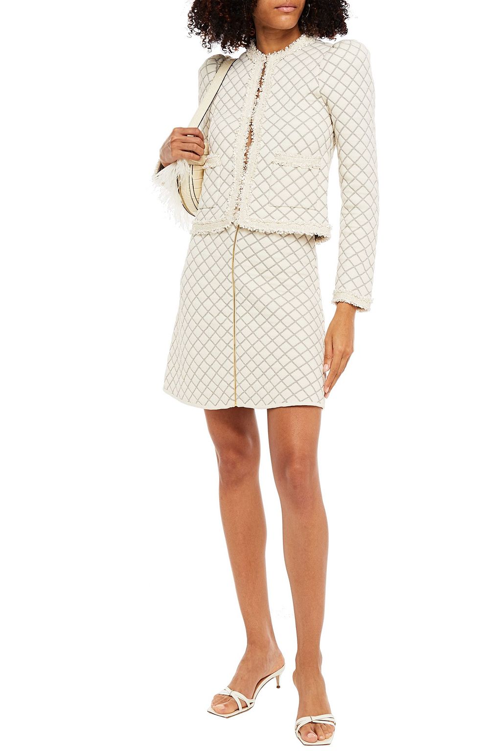 SANDRO Hamyl metallic checked jacquard mini skirt