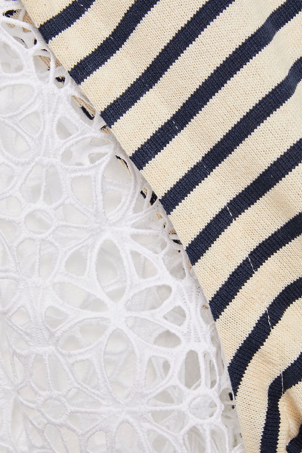 SEA Claudia broderie anglaise-paneled striped cotton-jersey mini dress