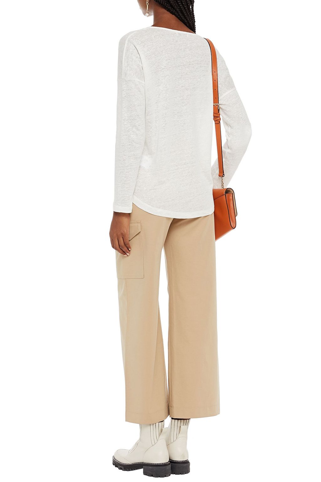 SANDRO Linen-jersey top