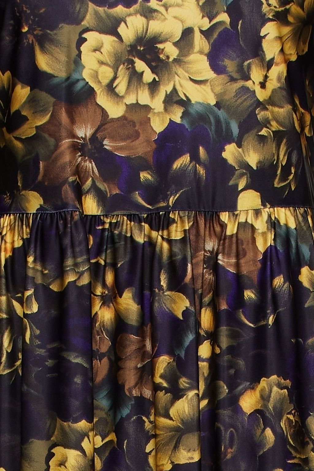 SEA Gathered floral-print satin-jersey mini dress