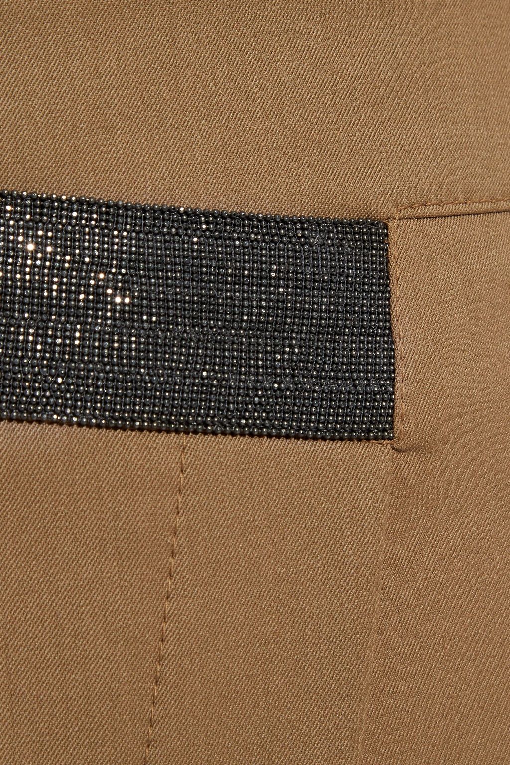 BRUNELLO CUCINELLI Bead-embellished wool-blend twill tapered pants
