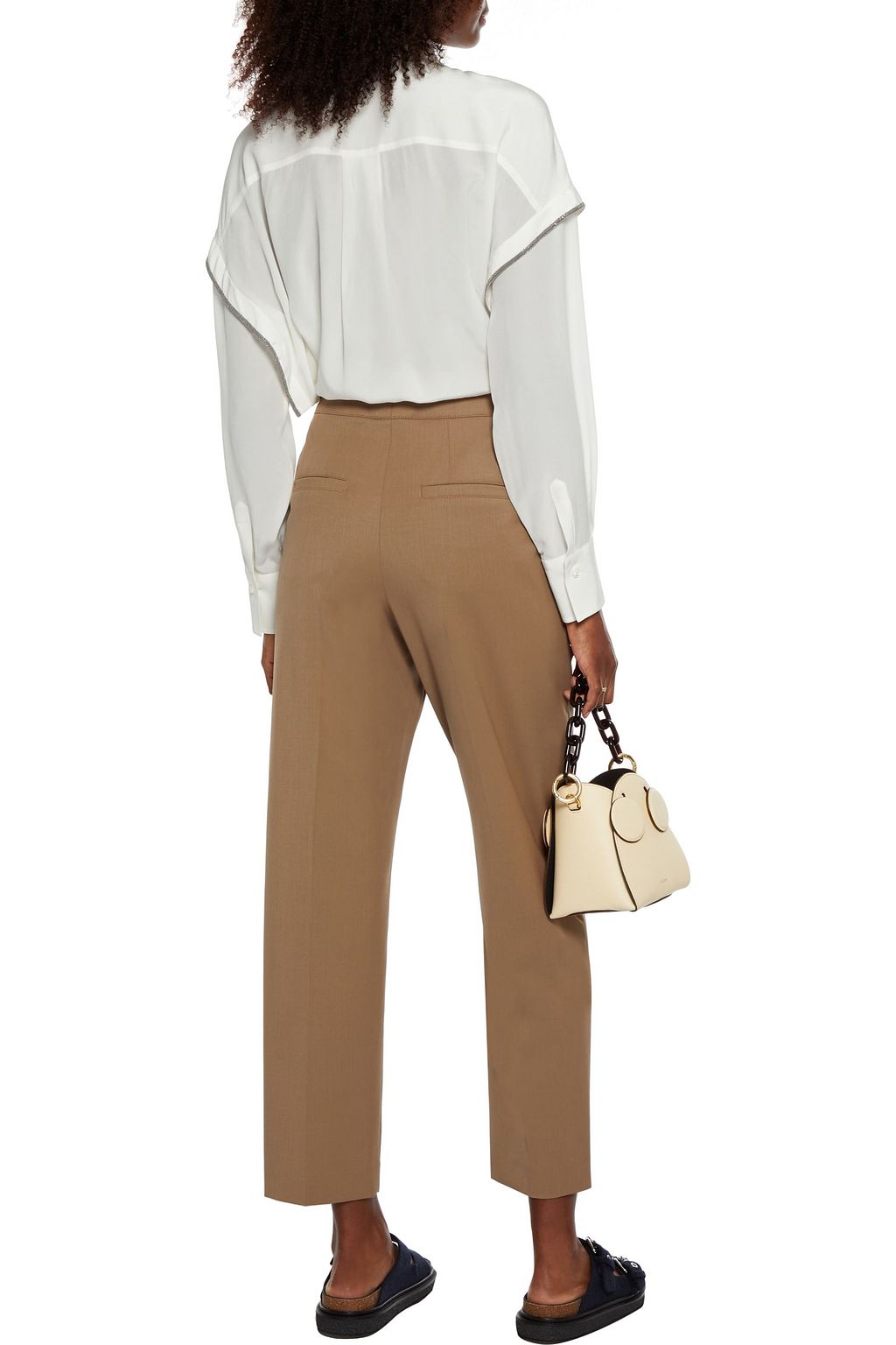 BRUNELLO CUCINELLI Bead-embellished wool-blend twill tapered pants