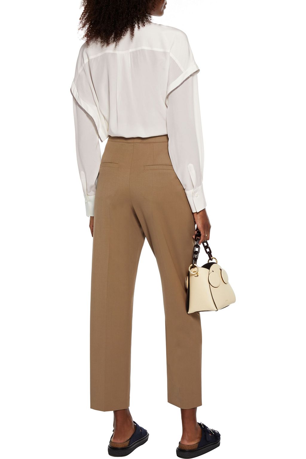 BRUNELLO CUCINELLI Bead-embellished silk crepe de chine shirt