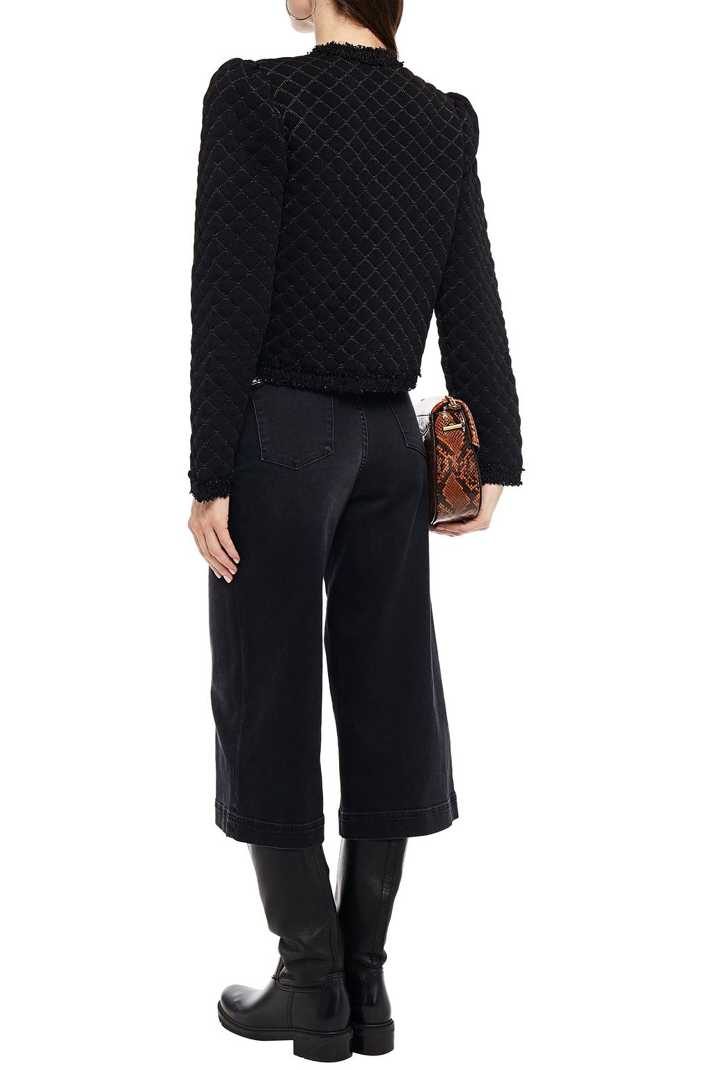 SANDRO Hamy tweed-trimmed jacquard-knit jacket