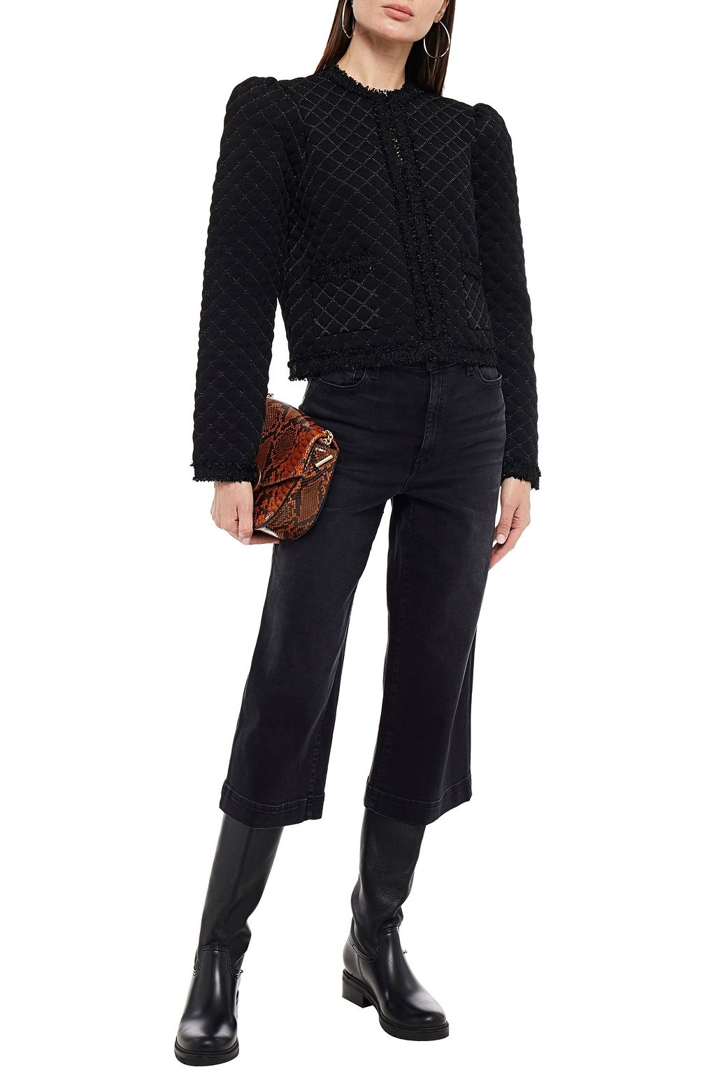 SANDRO Hamy tweed-trimmed jacquard-knit jacket