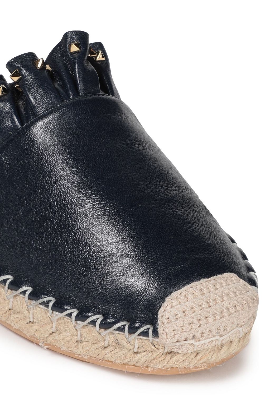 VALENTINO GARAVANI Studded ruffled leather espadrilles
