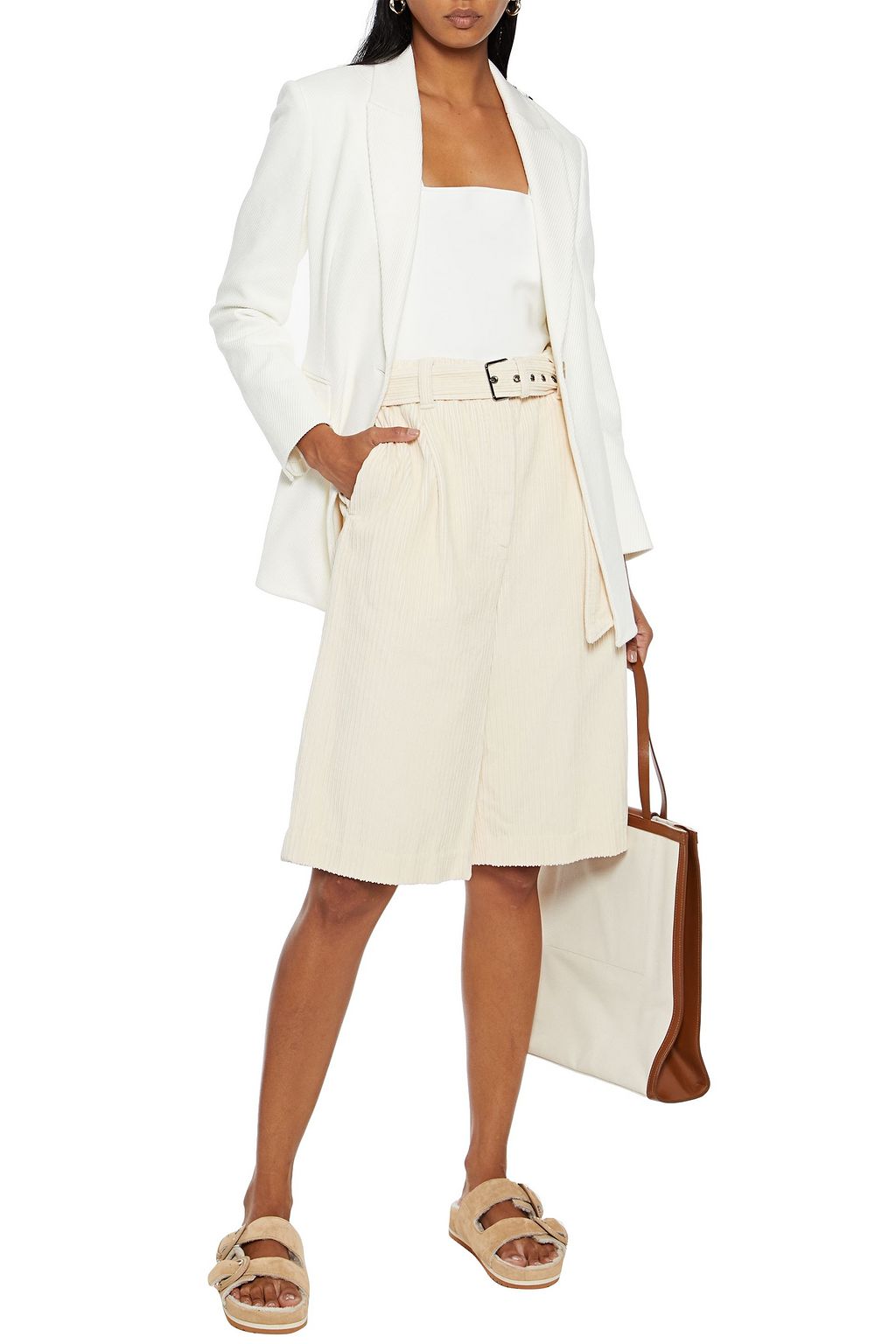 BRUNELLO CUCINELLI Belted cotton-corduroy shorts