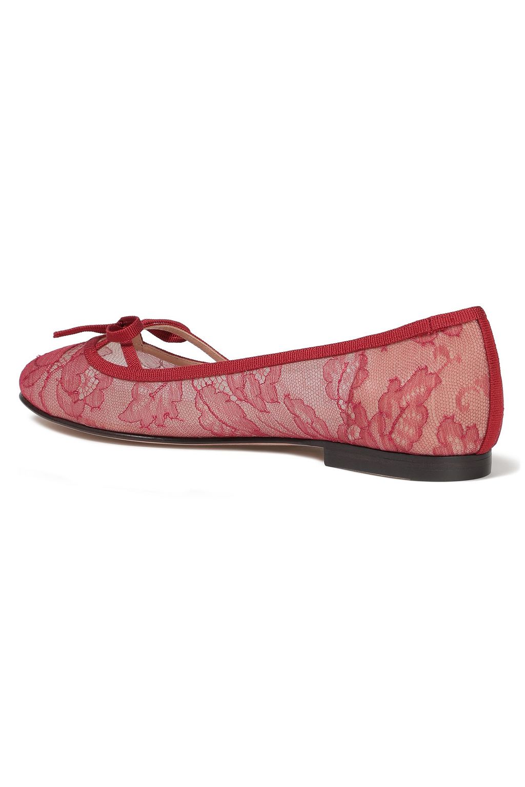 VALENTINO GARAVANI Bow-embellished lace ballet flats