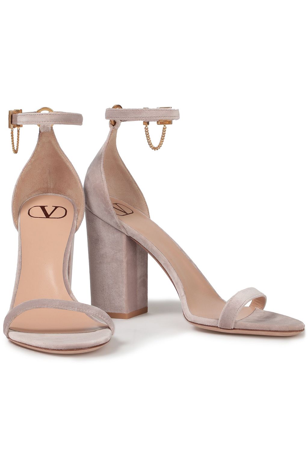 VALENTINO GARAVANI Chain-embellished velvet sandals