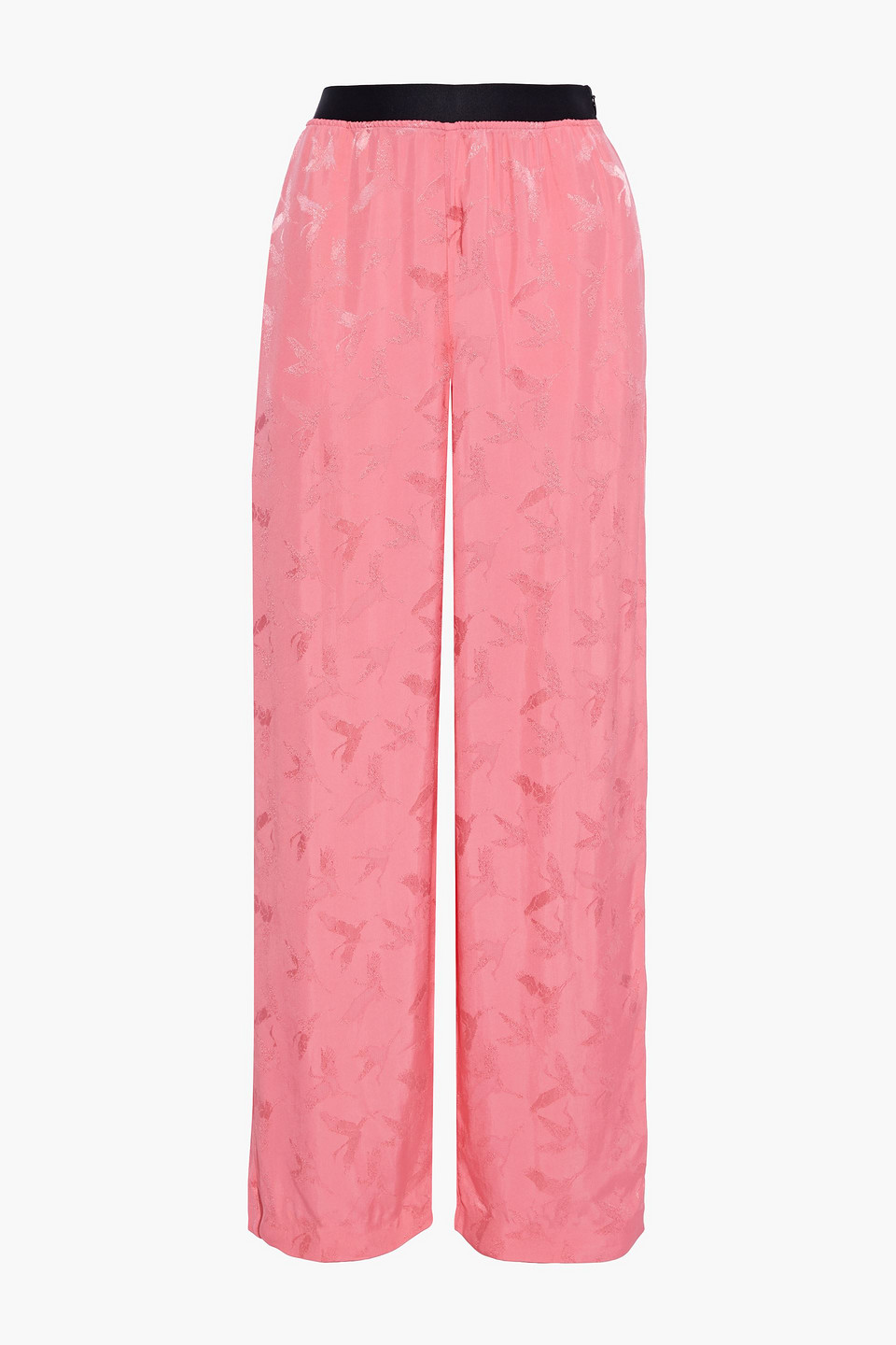 maje - satin-jacquard wide-leg pants - pink - fr 36