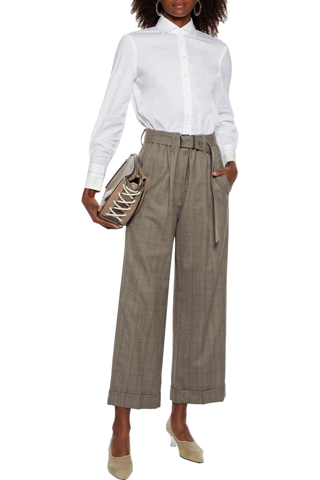 BRUNELLO CUCINELLI Bead-embellished cotton-blend poplin shirt
