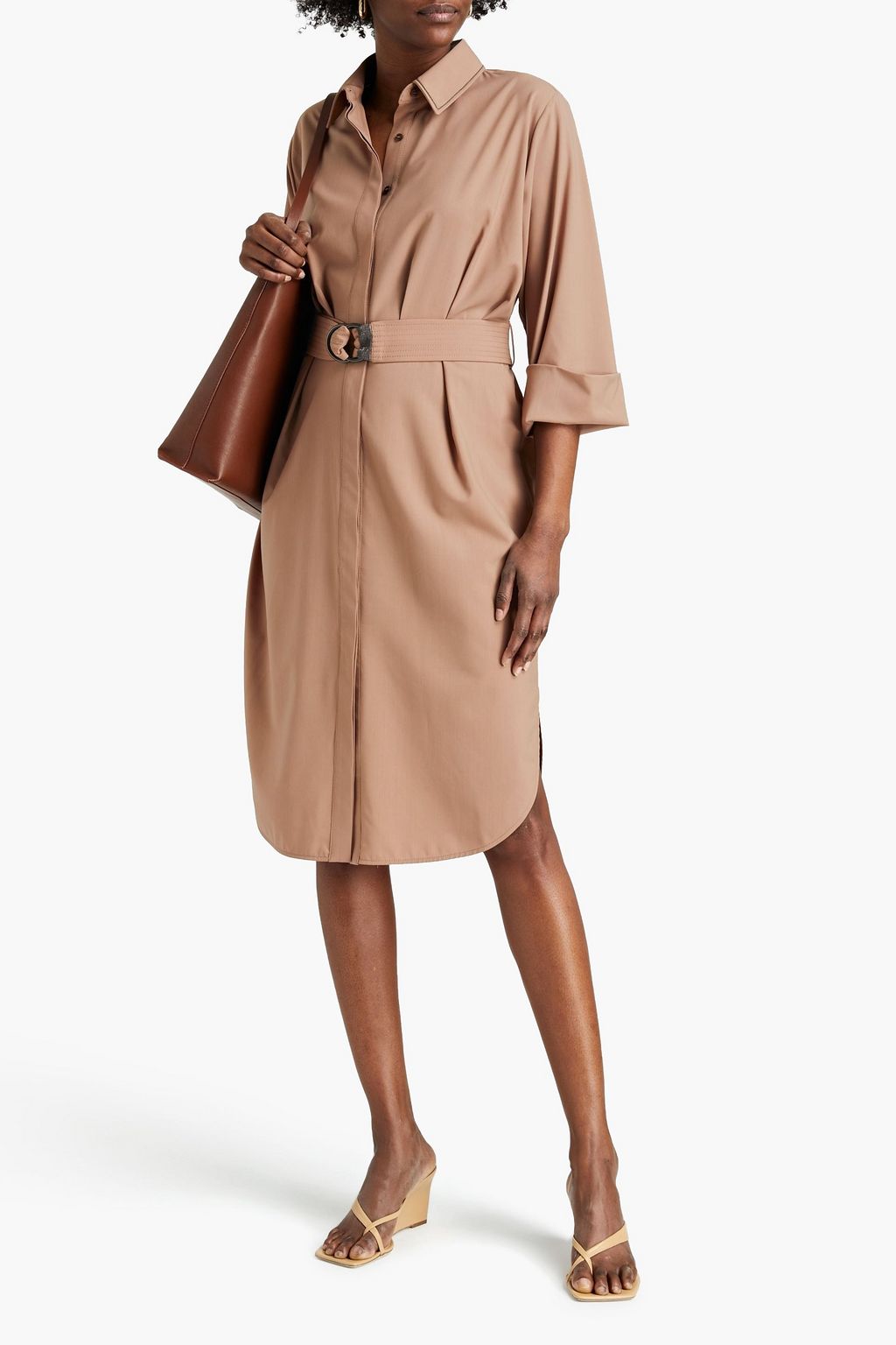 BRUNELLO CUCINELLI Belted wool shirt dress