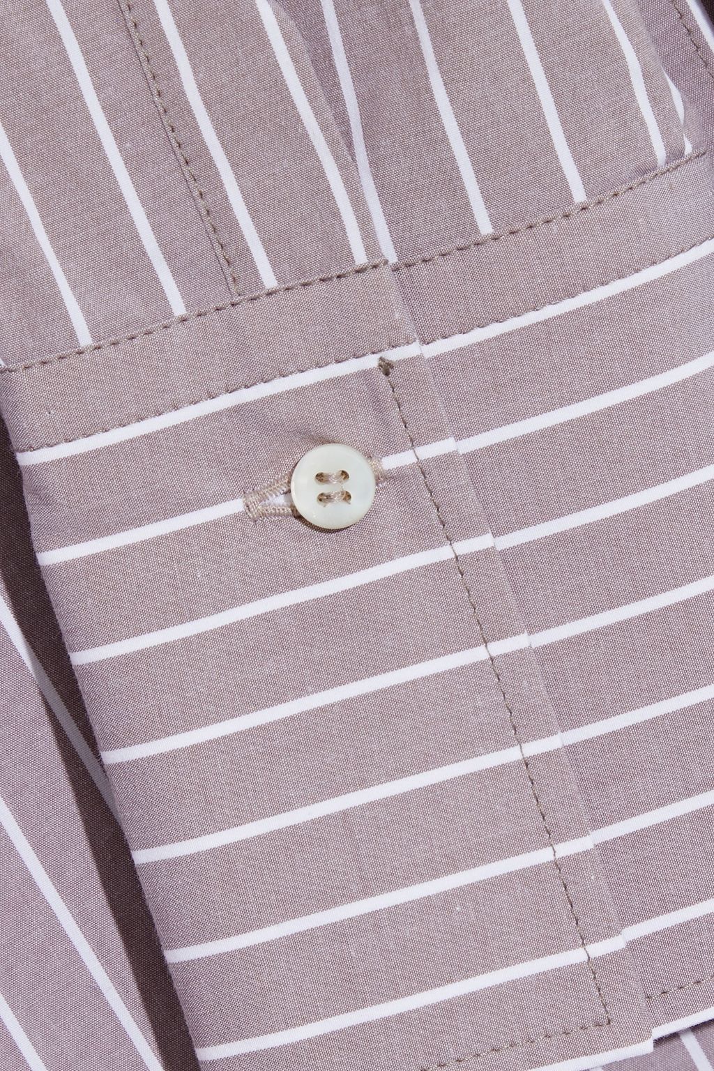 BRUNELLO CUCINELLI Bead-embellished striped cotton-blend poplin shirt