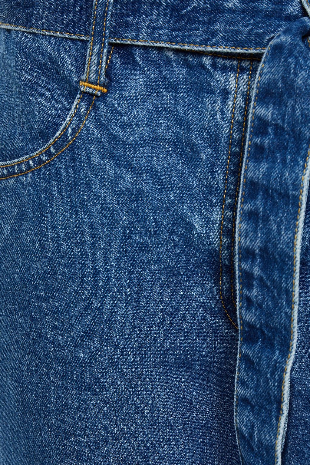 3X1 NYC Spencer cropped belted high-rise slim-leg jeans