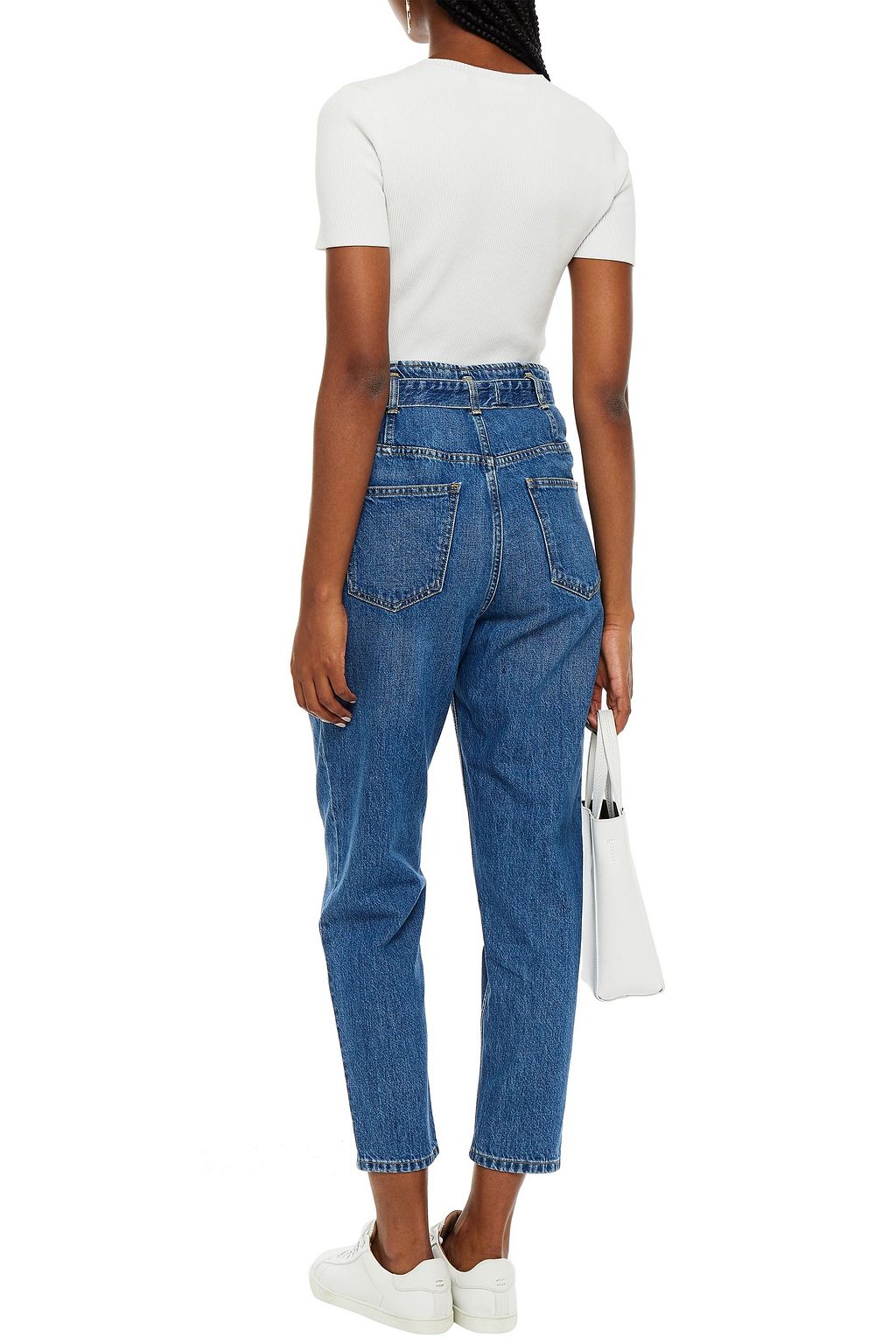 3X1 NYC Spencer cropped belted high-rise slim-leg jeans