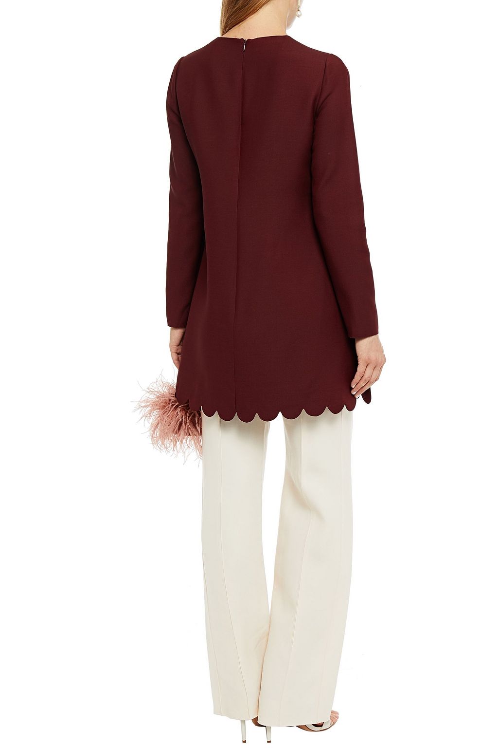 VALENTINO GARAVANI Scalloped wool and silk-blend crepe tunic