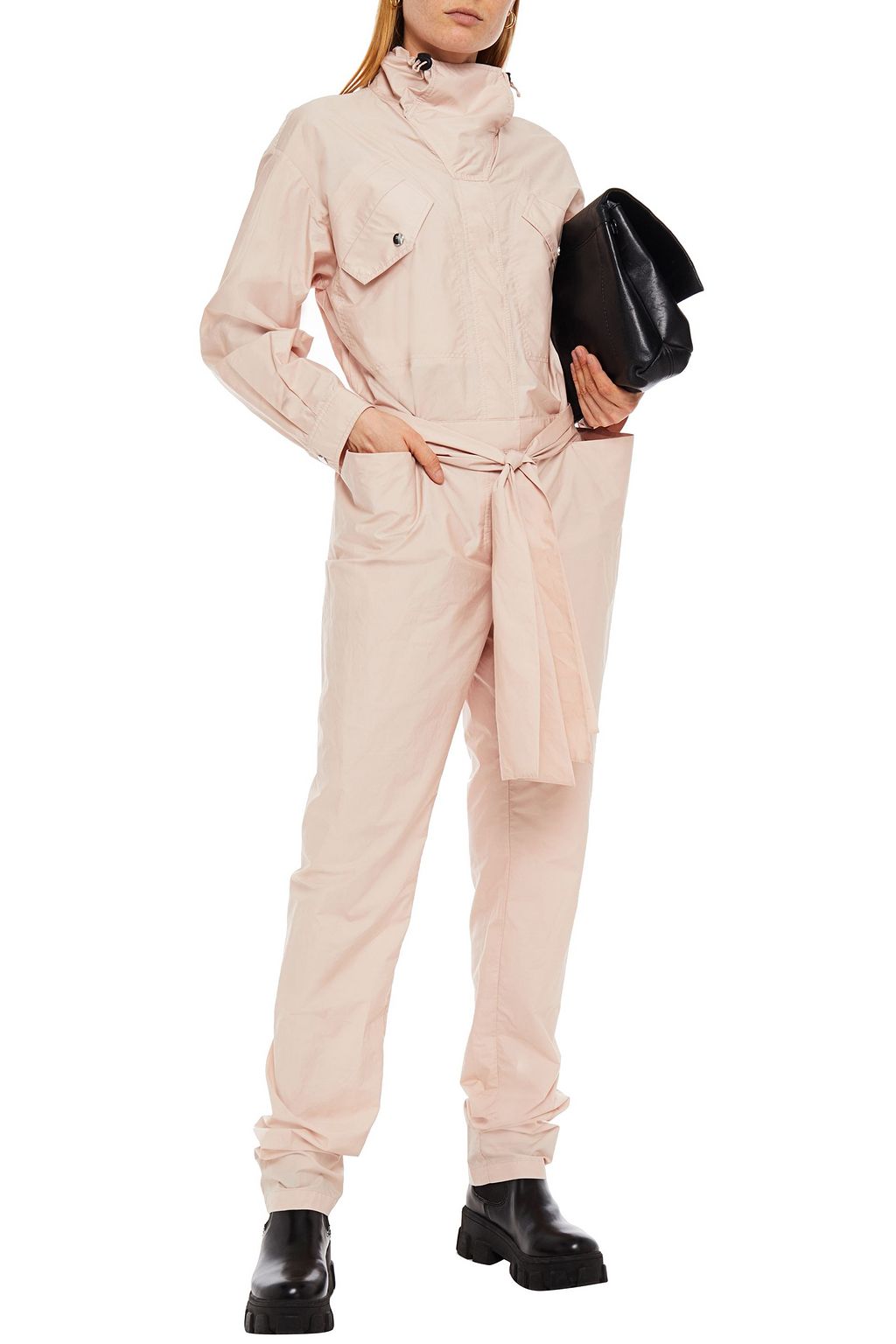 VALENTINO GARAVANI Belted cotton-blend poplin jumpsuit
