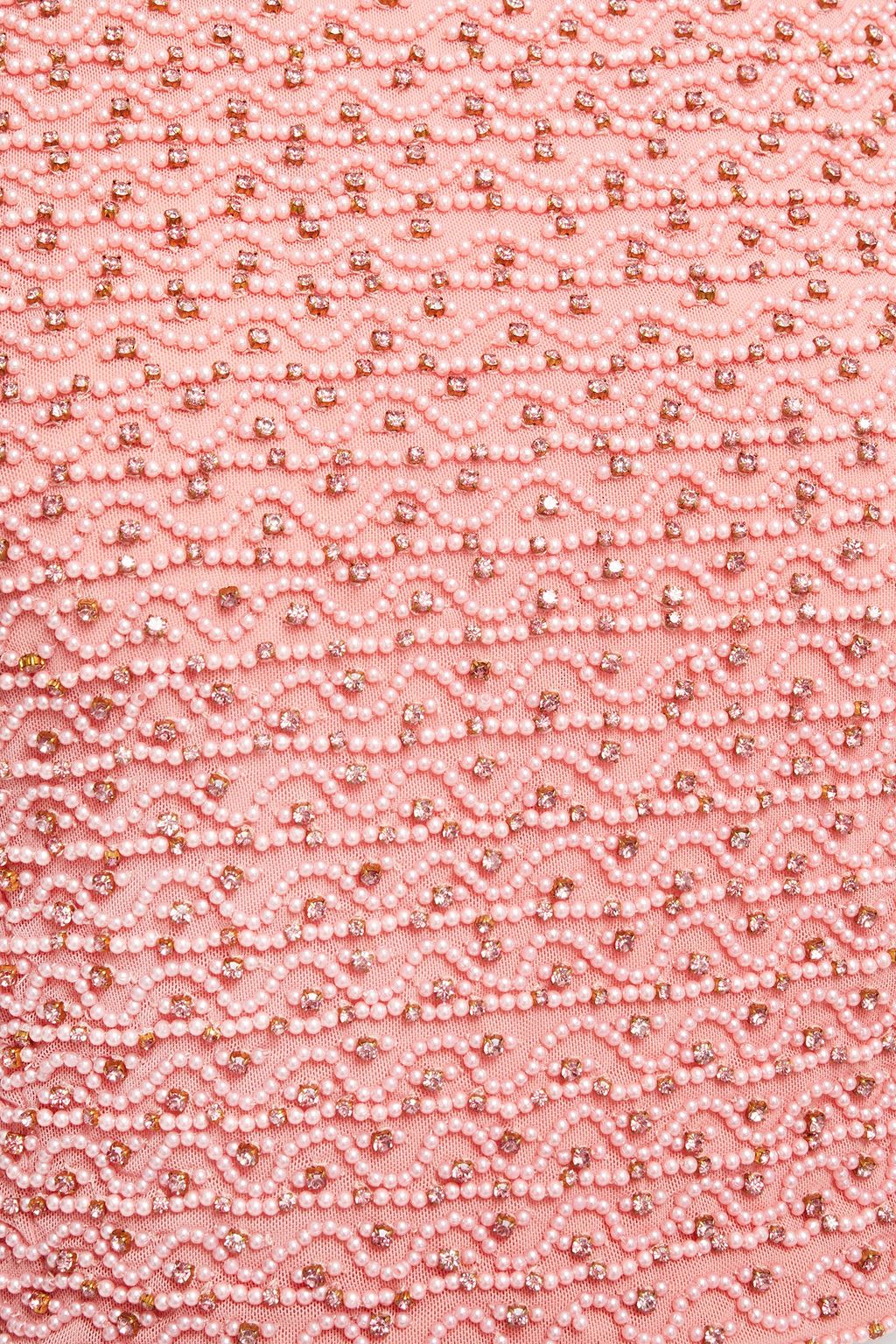 ALICE + OLIVIA Cropped embellished mesh top