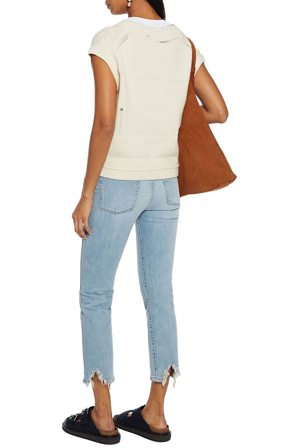 3X1 Straight Authentic hoch sitzende Cropped Jeans mit schmalem Bein in Distressed-Optik