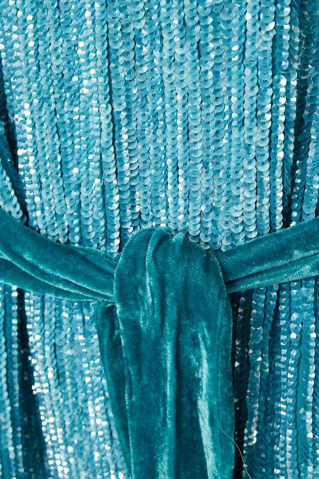 RETROFÊTE Grace velvet-trimmed sequined chiffon mini dress