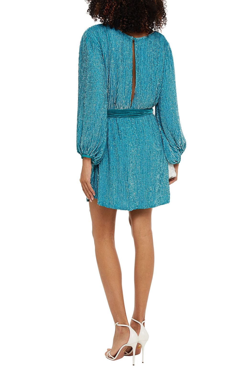 RETROFÊTE Grace velvet-trimmed sequined chiffon mini dress