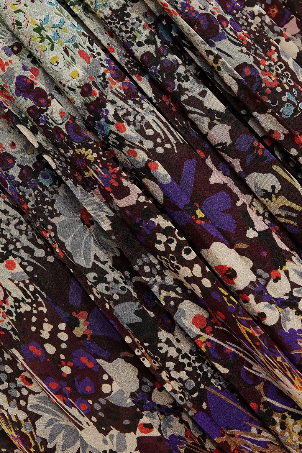 VALENTINO GARAVANI Pleated printed silk crepe de chine maxi dress