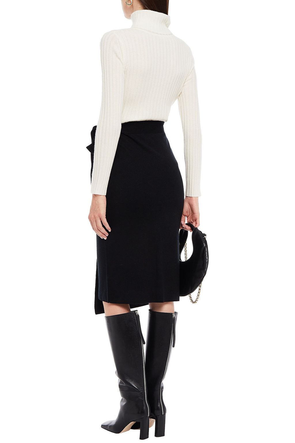 N.PEAL Silk and cashmere-blend wrap skirt