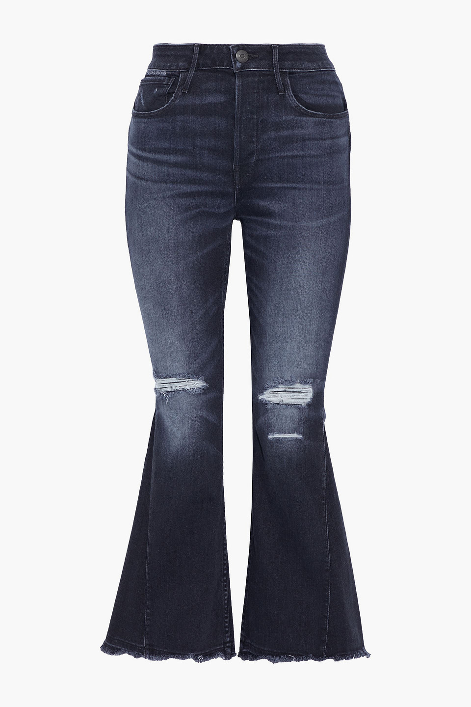 3X1 NYC W3 Higher Ground Gusset Crop distressed high-rise kick-flare jeans