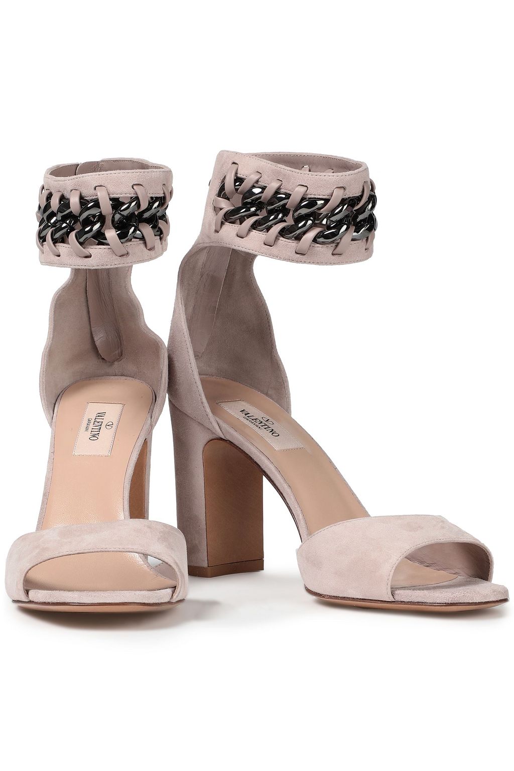 VALENTINO GARAVANI Chain-trimmed suede sandals
