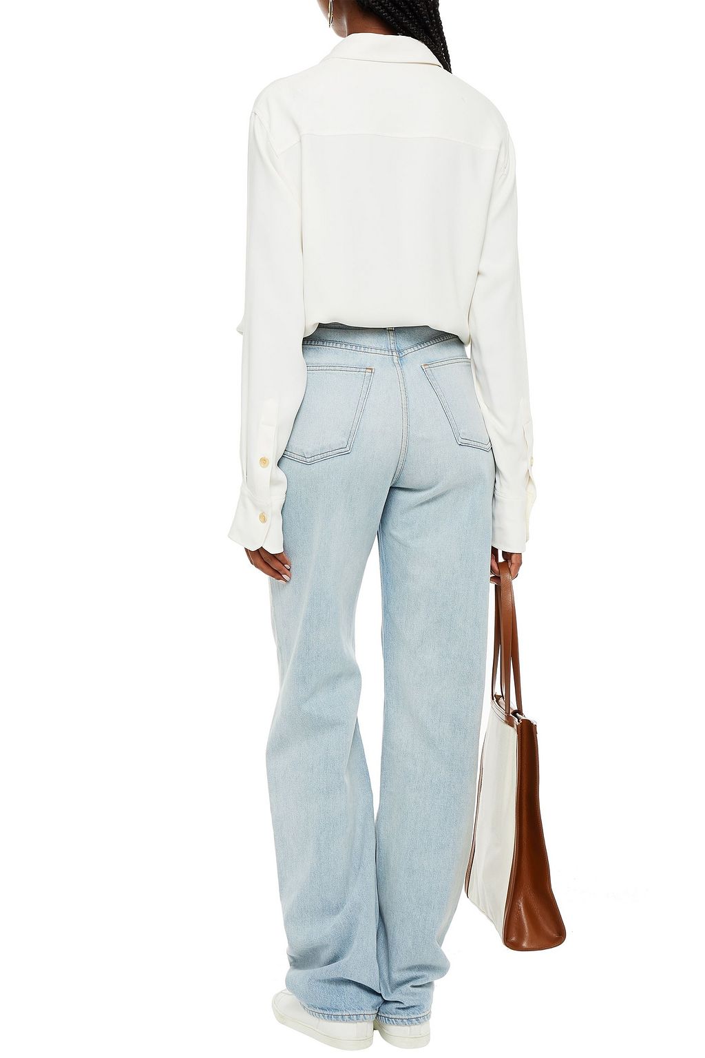 3X1 NYC + Mimi Cuttrell distressed high-rise straight-leg jeans