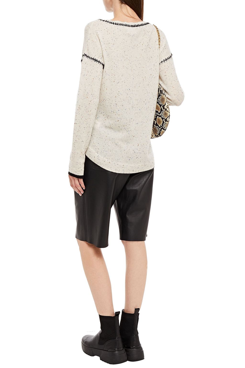 CHARLI Amber whipstitched mélange cashmere sweater