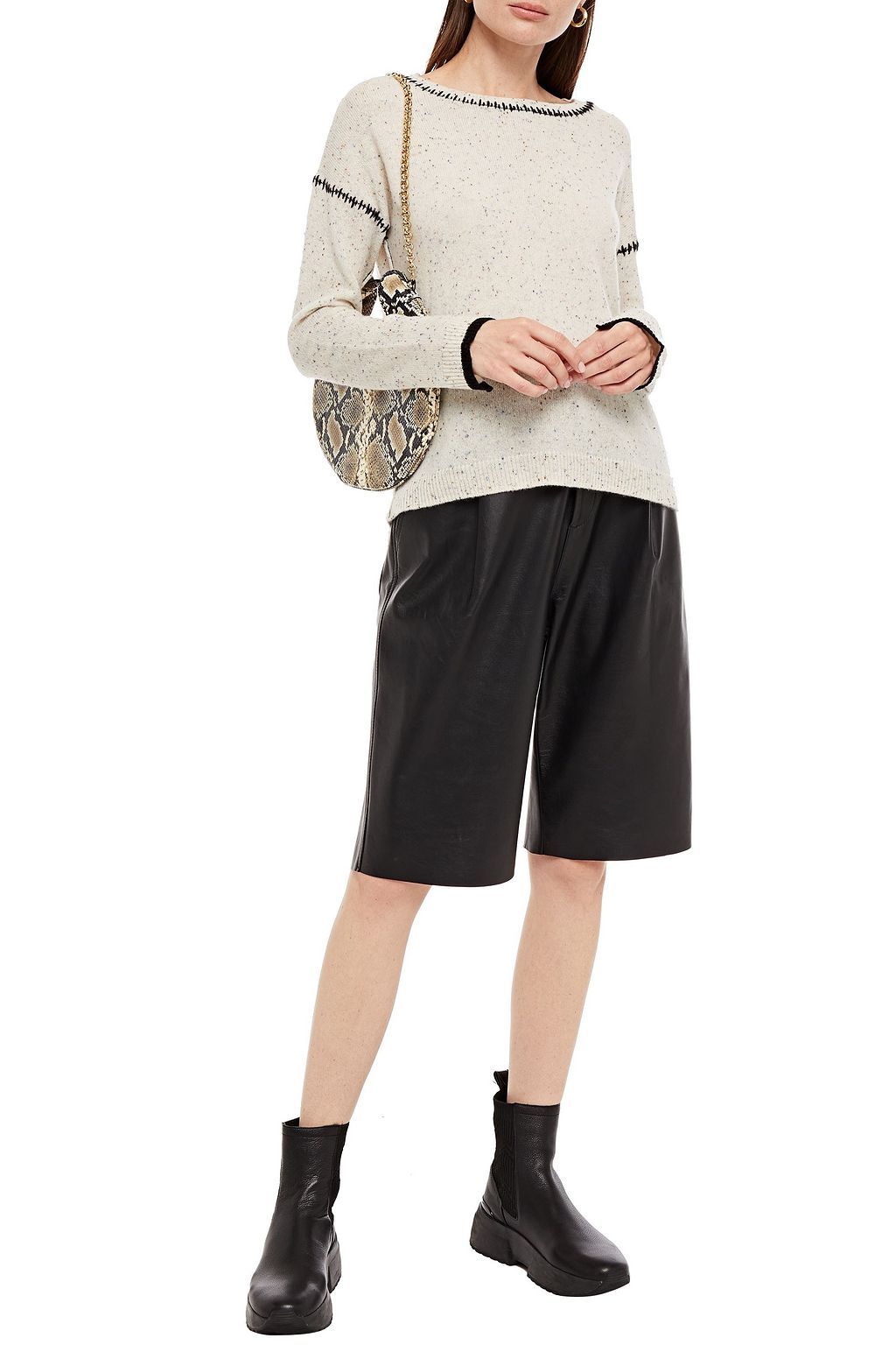 CHARLI Amber whipstitched mélange cashmere sweater