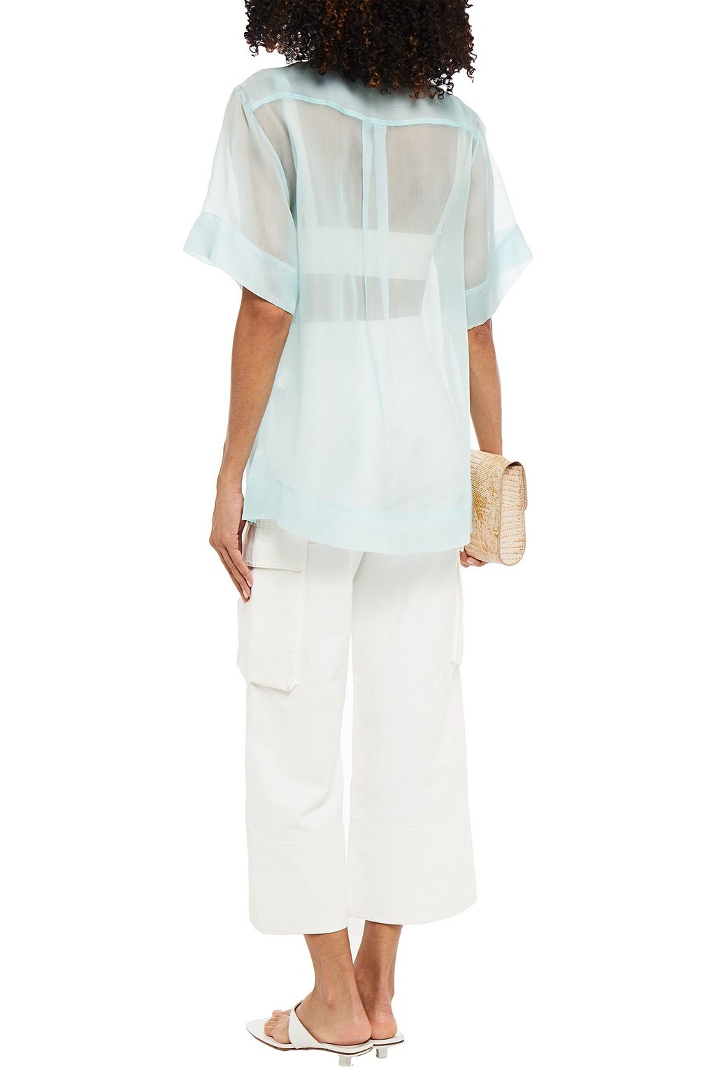 LEE MATHEWS Ruffle-trimmed silk-organza shirt
