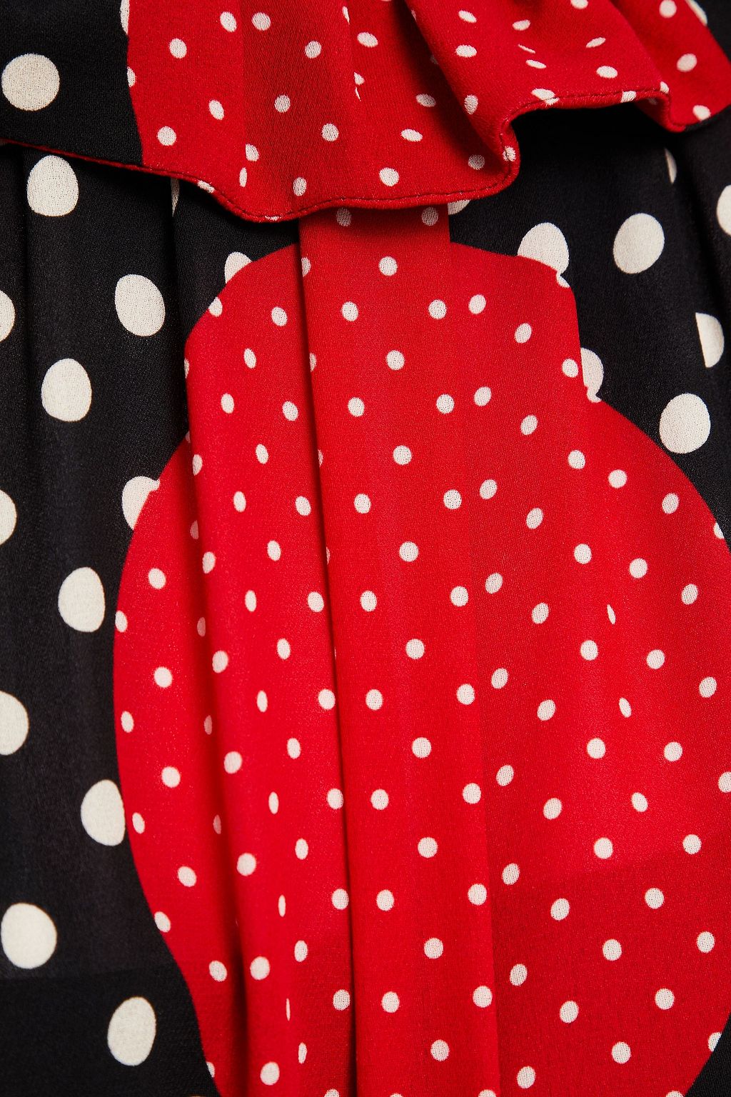 VALENTINO GARAVANI Belted polka-dot silk-blend crepe mini dress