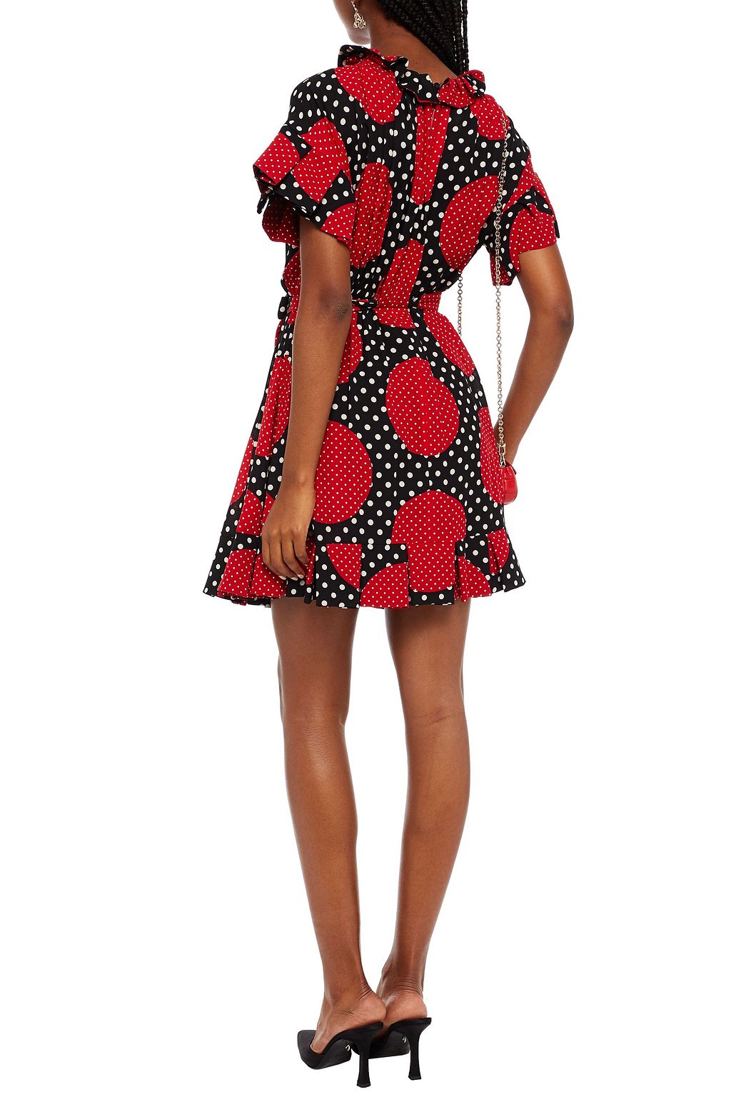 VALENTINO GARAVANI Belted polka-dot silk-blend crepe mini dress