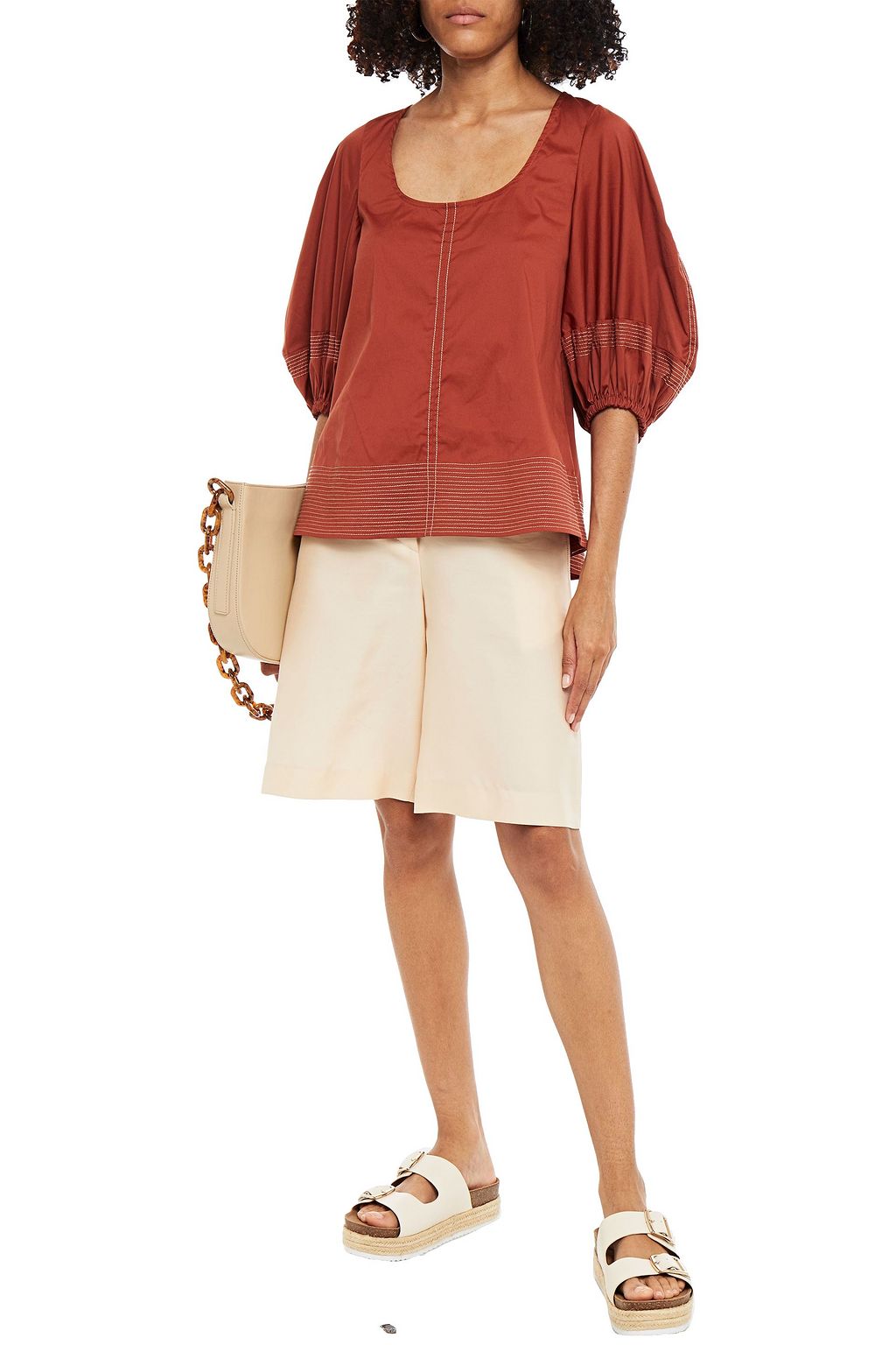 LEE MATHEWS Sara Empire cotton-blend top
