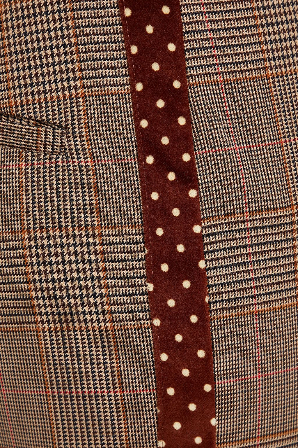 PAUL & JOE Velvet-trimmed Prince of Wales checked woven straight-leg pants