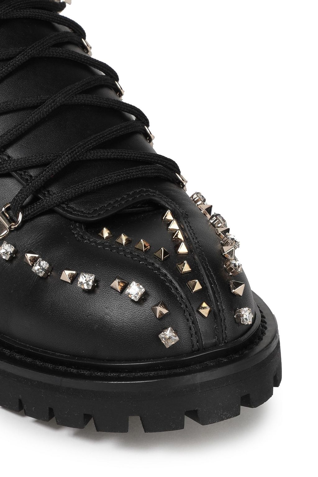 VALENTINO GARAVANI Embellished leather combat boots