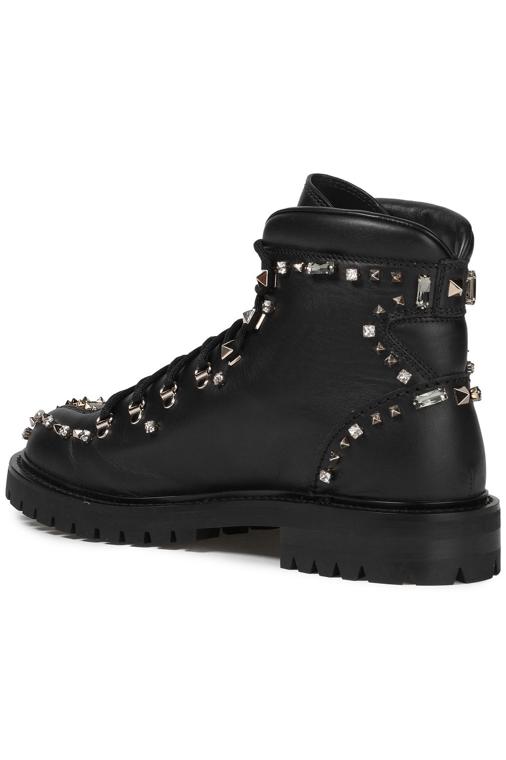 VALENTINO GARAVANI Embellished leather combat boots