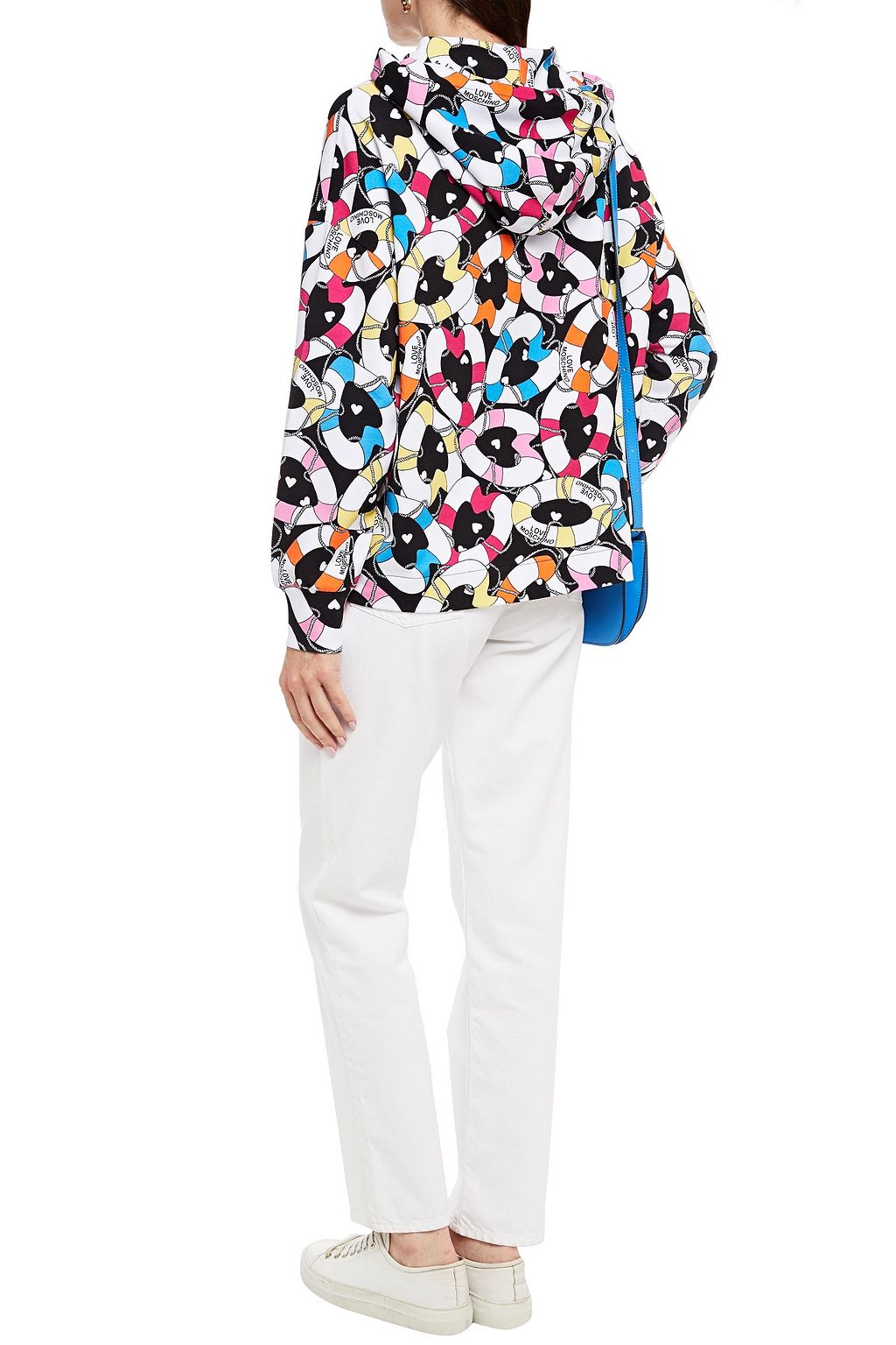 LOVE MOSCHINO Printed French cotton-blend terry hoodie