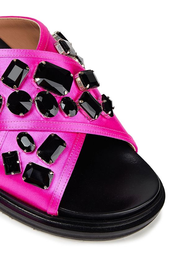 Bright pink Crystal-embellished satin slides | MARNI | THE OUTNET