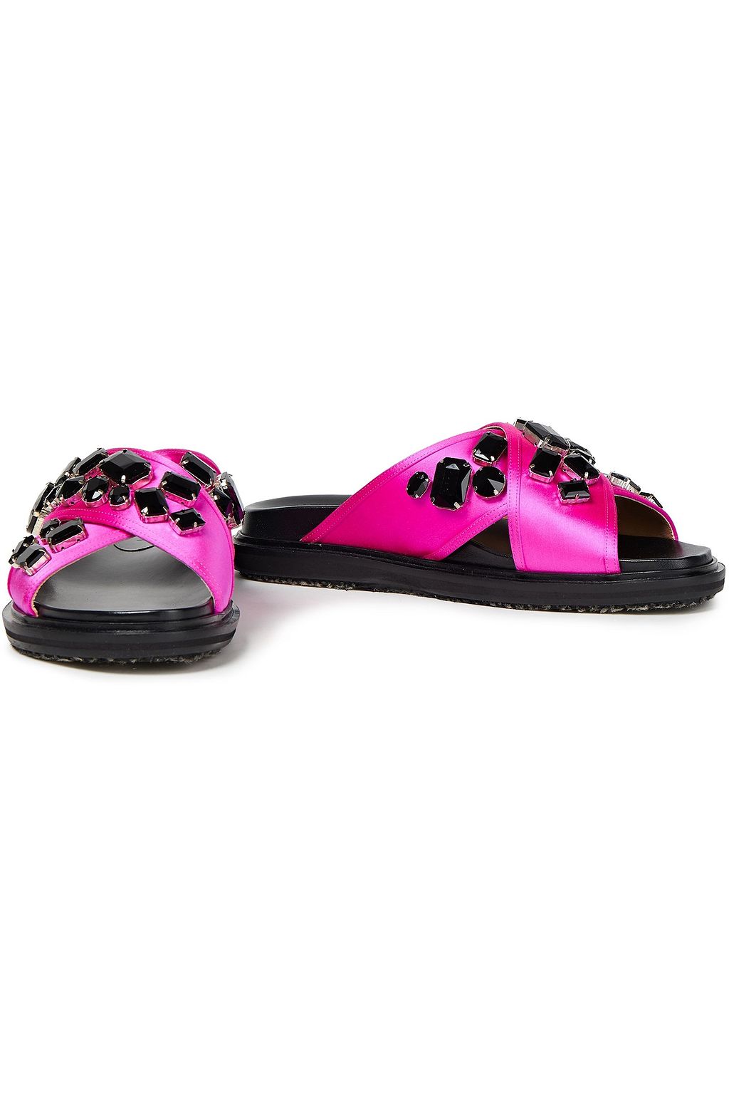 MARNI Crystal-embellished satin slides