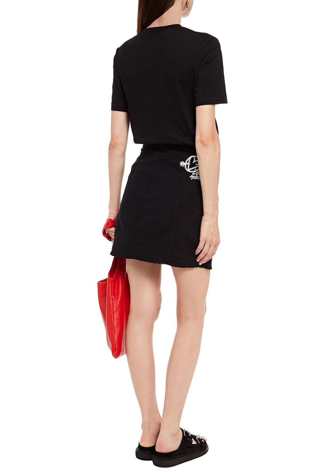 LOVE MOSCHINO Embroidered cotton-blend mini skirt