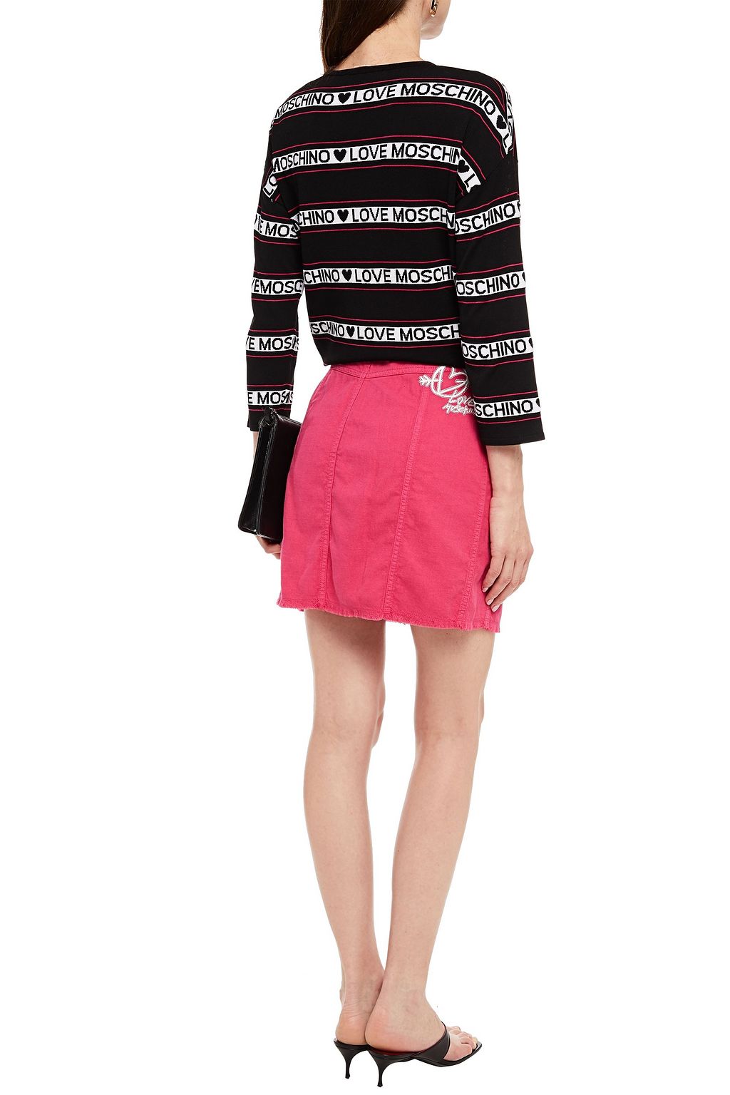 LOVE MOSCHINO Embroidered cotton-blend mini skirt