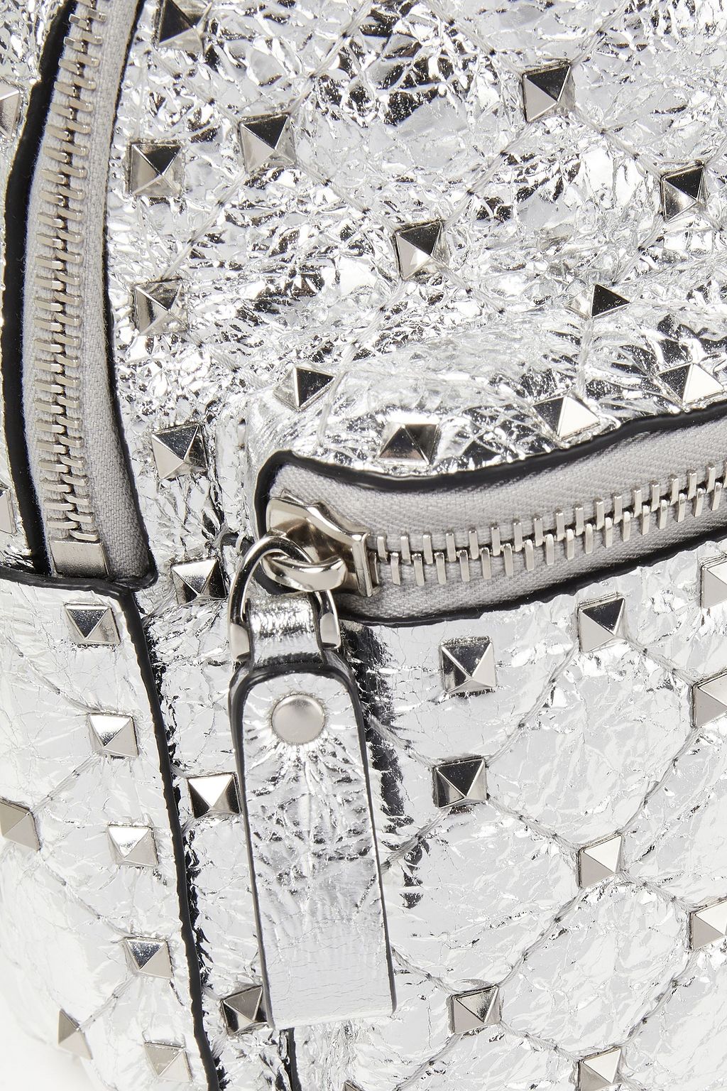 VALENTINO GARAVANI Rockstud Spike metallic quilted textured-leather backpack